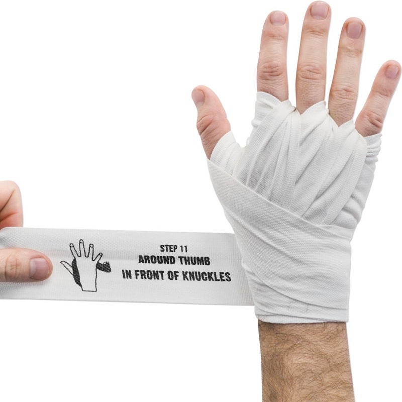 Meister ArrowWay Instructional Hand Wraps w/Printed Directions for Boxing & MMA - 142" Meister Elastic - White - Image 3